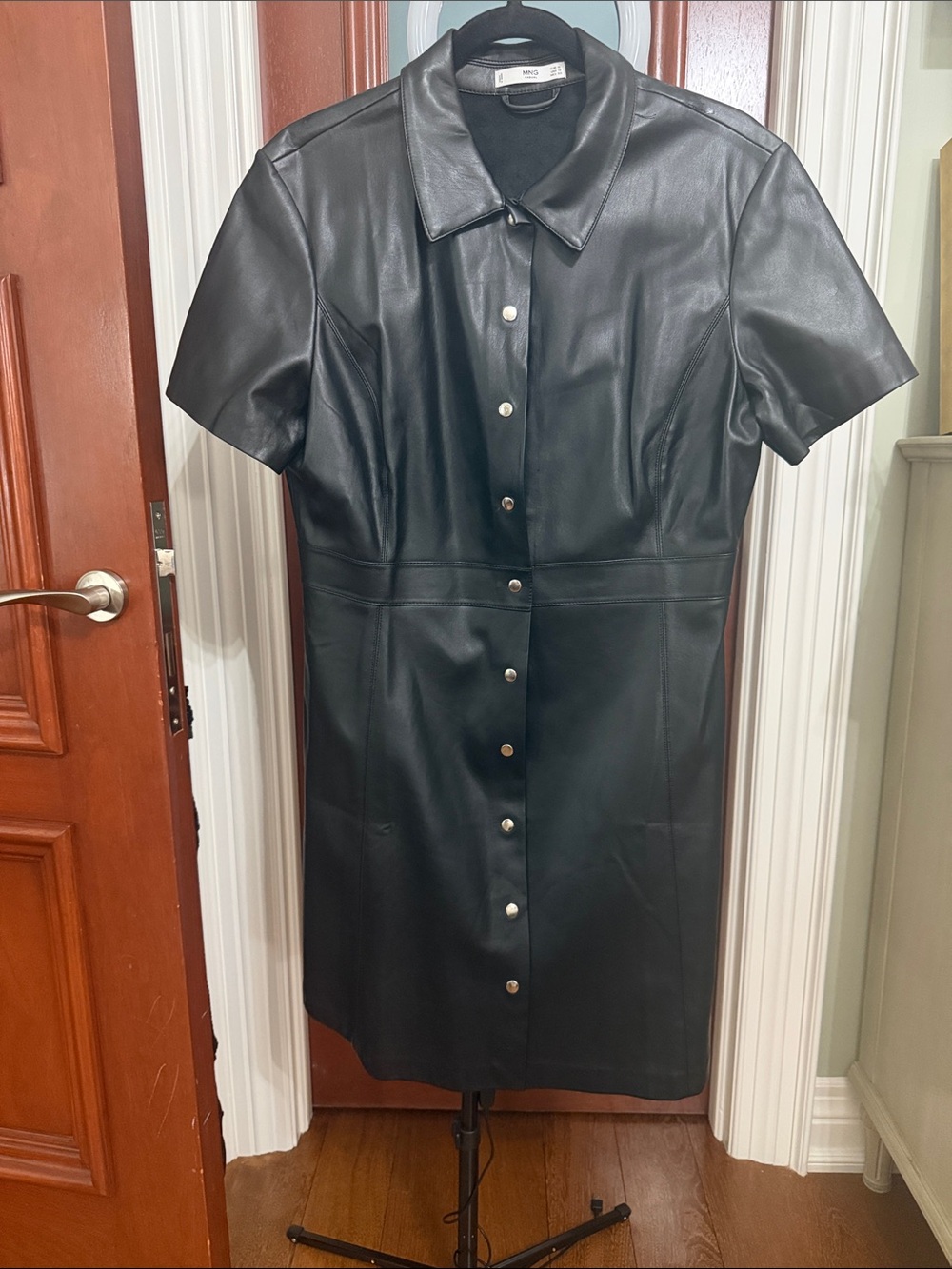 Black pleather Mango mini dress Size 10